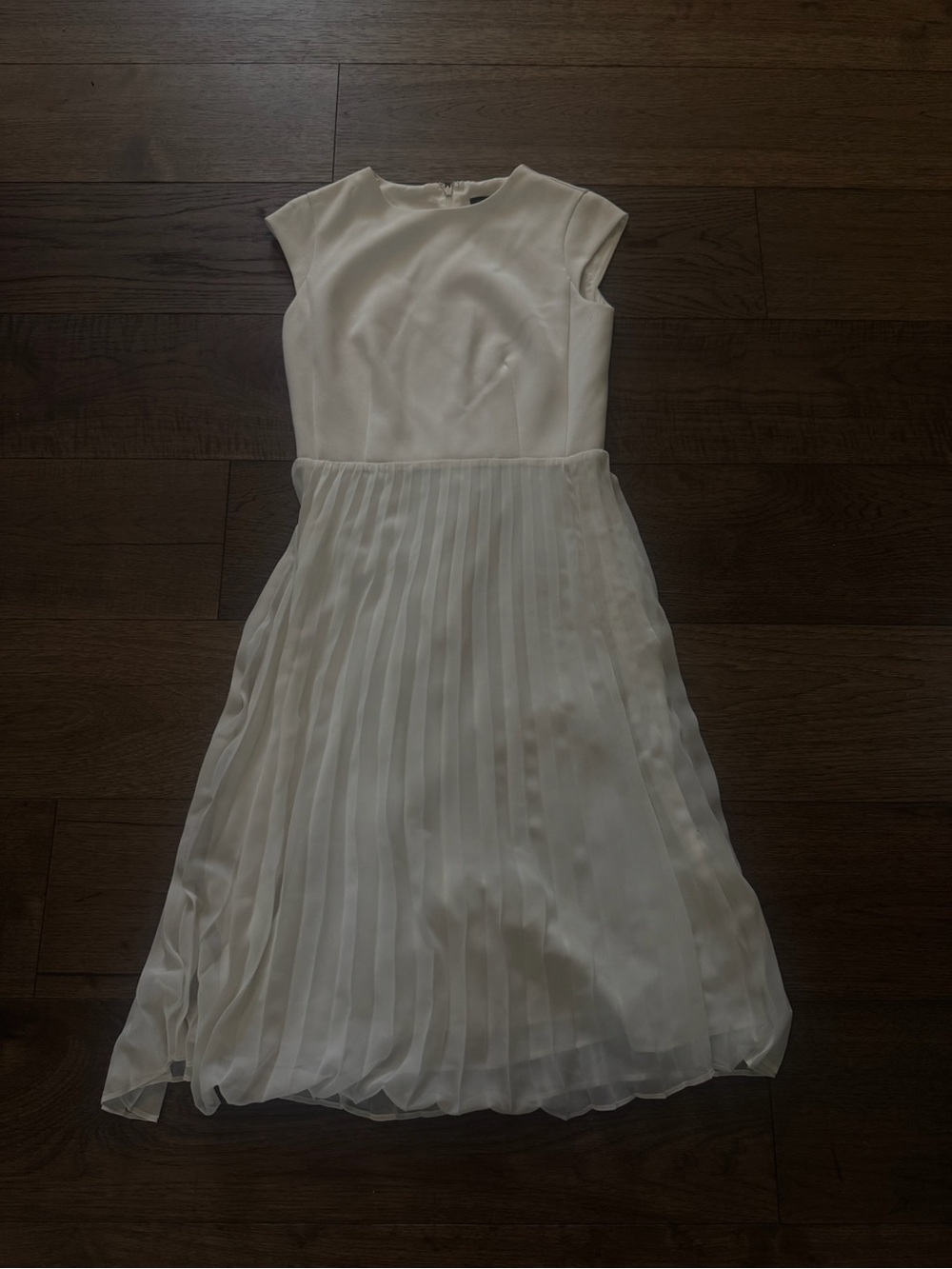 White Pleated Midi Dress